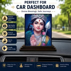 Car Dashboard Krishna Wooden Photo Stand 3x4 Inches, Compact & Stylish Spiritual Display For Car, Home & Office (Pack Of 1) (F49744) Car Dashboard Krishna Wooden Photo Stand 3x4 Inches, Compact & Stylish Spiritual Display For Car, Home & Office (Pack Of 1) (F49744)