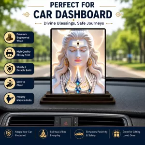 Car Dashboard Shiva Wooden Photo Stand 3x4 Inches, Compact & Stylish Spiritual Display For Car, Home & Office (Pack Of 1) (F49746) Car Dashboard Shiva Wooden Photo Stand 3x4 Inches, Compact & Stylish Spiritual Display For Car, Home & Office (Pack Of 1) (F49746)