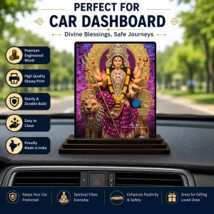 Car Dashboard Durga Wooden Photo Stand 3x4 Inches, Compact & Stylish Spiritual Display For Car, Home & Office (Pack Of 1) (F49754) Car Dashboard Durga Wooden Photo Stand 3x4 Inches, Compact & Stylish Spiritual Display For Car, Home & Office (Pack Of 1) (F49754)