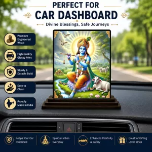 Car Dashboard Krishna Wooden Photo Stand 3x4 Inches, Compact & Stylish Spiritual Display For Car, Home & Office (Pack Of 1) (F49755) Car Dashboard Krishna Wooden Photo Stand 3x4 Inches, Compact & Stylish Spiritual Display For Car, Home & Office (Pack Of 1) (F49755)