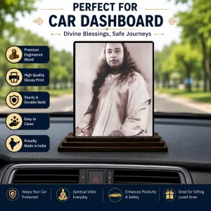 Car Dashboard Shree Yogodananda Wooden Photo Stand 3x4 Inches, Compact & Stylish Spiritual Display For Car, Home & Office (Pack Of 1) (F49761) Car Dashboard Shree Yogodananda Wooden Photo Stand 3x4 Inches, Compact & Stylish Spiritual Display For Car, Home & Office (Pack Of 1) (F49761)
