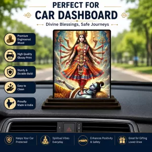 Car Dashboard Kali Wooden Photo Stand  3x4 Inches, Compact & Stylish Spiritual Display For Car, Home & Office (Pack Of 1) (F49763)