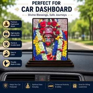 Car Dashboard Kali Wooden Photo Stand  3x4 Inches, Compact & Stylish Spiritual Display For Car, Home & Office (Pack Of 1) (F49766)