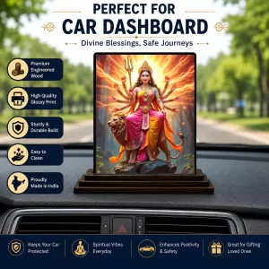 Car Dashboard Durga Wooden Photo Stand 3x4 Inches, Compact & Stylish Spiritual Display For Car, Home & Office (Pack Of 1) (F49767) Car Dashboard Durga Wooden Photo Stand 3x4 Inches, Compact & Stylish Spiritual Display For Car, Home & Office (Pack Of 1) (F49767)