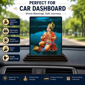 Car Dashboard Hanuman Wooden Photo Stand 3x4 Inches, Compact & Stylish Spiritual Display For Car, Home & Office (Pack Of 1) (F49777) Car Dashboard Hanuman Wooden Photo Stand 3x4 Inches, Compact & Stylish Spiritual Display For Car, Home & Office (Pack Of 1) (F49777)