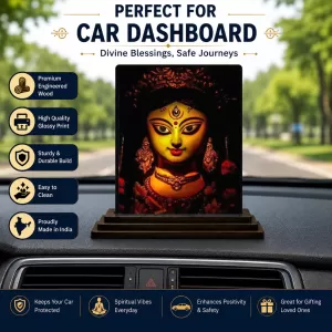 Car Dashboard Durga Wooden Photo Stand 3x4 Inches, Compact & Stylish Spiritual Display For Car, Home & Office (Pack Of 1) (F49782) Car Dashboard Durga Wooden Photo Stand 3x4 Inches, Compact & Stylish Spiritual Display For Car, Home & Office (Pack Of 1) (F49782)