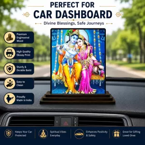 Car Dashboard Shree Radha Shree Krishna Wooden Photo Stand 3x4 Inches, Compact & Stylish Spiritual Display For Car, Home & Office (Pack Of 1) (F49786) Car Dashboard Shree Radha Shree Krishna Wooden Photo Stand 3x4 Inches, Compact & Stylish Spiritual Display For Car, Home & Office (Pack Of 1) (F49786)