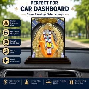 Car Dashboard Sai Baba Wooden Photo Stand 3x4 Inches, Compact & Stylish Spiritual Display For Car, Home & Office (Pack Of 1) (F49793) Car Dashboard Sai Baba Wooden Photo Stand 3x4 Inches, Compact & Stylish Spiritual Display For Car, Home & Office (Pack Of 1) (F49793)