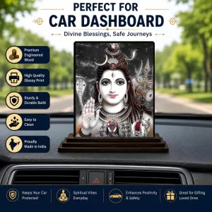 Car Dashboard Lord Shiva Wooden Photo Stand 3x4 Inches, Compact & Stylish Spiritual Display For Car, Home & Office (Pack Of 1) (F49796) Car Dashboard Lord Shiva Wooden Photo Stand 3x4 Inches, Compact & Stylish Spiritual Display For Car, Home & Office (Pack Of 1) (F49796)