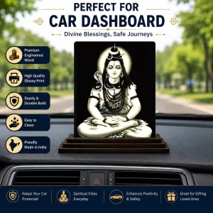 Car Dashboard Lord Shiva Wooden Photo Stand 3x4 Inches, Compact & Stylish Spiritual Display For Car, Home & Office (Pack Of 1) (F49797) Car Dashboard Lord Shiva Wooden Photo Stand 3x4 Inches, Compact & Stylish Spiritual Display For Car, Home & Office (Pack Of 1) (F49797)