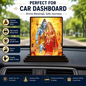 Car Dashboard Shiva And Parvati Wooden Photo Stand 3x4 Inches, Compact & Stylish Spiritual Display For Car, Home & Office (Pack Of 1) (F49799) Car Dashboard Shiva And Parvati Wooden Photo Stand 3x4 Inches, Compact & Stylish Spiritual Display For Car, Home & Office (Pack Of 1) (F49799)