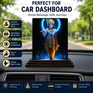 Car Dashboard Lord Krishna Wooden Photo Stand 3x4 Inches, Compact & Stylish Spiritual Display For Car, Home & Office (Pack Of 1) (F49803) Car Dashboard Lord Krishna Wooden Photo Stand 3x4 Inches, Compact & Stylish Spiritual Display For Car, Home & Office (Pack Of 1) (F49803)