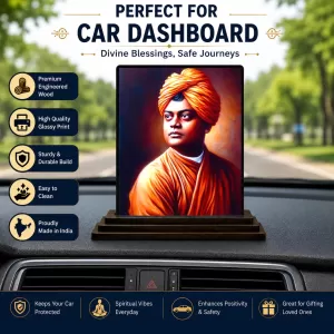 Car Dashboard Swami Vivekananda Wooden Photo Stand 3x4 Inches, Compact & Stylish Spiritual Display For Car, Home & Office (Pack Of 1) (F49805) Car Dashboard Swami Vivekananda Wooden Photo Stand 3x4 Inches, Compact & Stylish Spiritual Display For Car, Home & Office (Pack Of 1) (F49805)