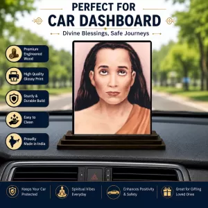 Car Dashboard Mahaabtar Babaji Wooden Photo Stand 3x4 Inches, Compact & Stylish Spiritual Display For Car, Home & Office (Pack Of 1) (F49816) Car Dashboard Mahaabtar Babaji Wooden Photo Stand 3x4 Inches, Compact & Stylish Spiritual Display For Car, Home & Office (Pack Of 1) (F49816)