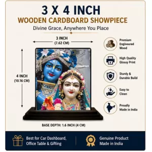 Car Dashboard Radha Krishna Wooden Photo Stand 3x4 Inches, Compact & Stylish Spiritual Display For Car, Home & Office (Pack Of 1) (F48659) Car Dashboard Radha Krishna Wooden Photo Stand 3x4 Inches, Compact & Stylish Spiritual Display For Car, Home & Office (Pack Of 1) (F48659)