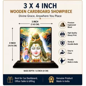 Car Dashboard Shiva Wooden Photo Stand 3x4 Inches, Compact & Stylish Spiritual Display For Car, Home & Office (Pack Of 1) (F48660) Car Dashboard Shiva Wooden Photo Stand 3x4 Inches, Compact & Stylish Spiritual Display For Car, Home & Office (Pack Of 1) (F48660)