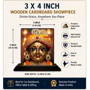 Car Dashboard Shree Krishna Wooden Photo Stand 3x4 Inches, Compact & Stylish Spiritual Display For Car, Home & Office (Pack Of 1) (F48661) Car Dashboard Shree Krishna Wooden Photo Stand 3x4 Inches, Compact & Stylish Spiritual Display For Car, Home & Office (Pack Of 1) (F48661)