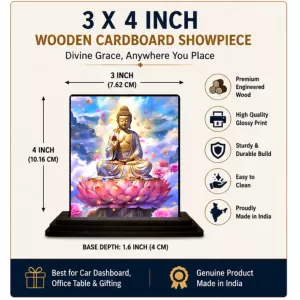 Car Dashboard Gautama Buddha Wooden Photo Stand 3x4 Inches, Compact & Stylish Spiritual Display For Car, Home & Office (Pack Of 1) (F48662) Car Dashboard Gautama Buddha Wooden Photo Stand 3x4 Inches, Compact & Stylish Spiritual Display For Car, Home & Office (Pack Of 1) (F48662)