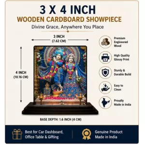 Car Dashboard Shree Radha Shree Krishna Wooden Photo Stand 3x4 Inches, Compact & Stylish Spiritual Display For Car, Home & Office (Pack Of 1) (F48667) Car Dashboard Shree Radha Shree Krishna Wooden Photo Stand 3x4 Inches, Compact & Stylish Spiritual Display For Car, Home & Office (Pack Of 1) (F48667)