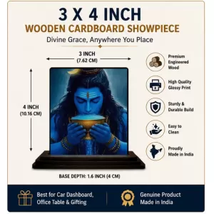 Car Dashboard Shiva Wooden Photo Stand 3x4 Inches, Compact & Stylish Spiritual Display For Car, Home & Office (Pack Of 1) (F48671) Car Dashboard Shiva Wooden Photo Stand 3x4 Inches, Compact & Stylish Spiritual Display For Car, Home & Office (Pack Of 1) (F48671)