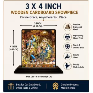 Car Dashboard Radha Shree Krishna Wooden Photo Stand 3x4 Inches, Compact & Stylish Spiritual Display For Car, Home & Office (Pack Of 1) (F48680) Car Dashboard Radha Shree Krishna Wooden Photo Stand 3x4 Inches, Compact & Stylish Spiritual Display For Car, Home & Office (Pack Of 1) (F48680)
