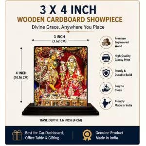 Car Dashboard Radha Shree Krishna Wooden Photo Stand 3x4 Inches, Compact & Stylish Spiritual Display For Car, Home & Office (Pack Of 1) (F48681) Car Dashboard Radha Shree Krishna Wooden Photo Stand 3x4 Inches, Compact & Stylish Spiritual Display For Car, Home & Office (Pack Of 1) (F48681)