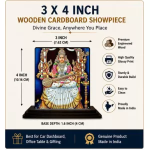 Car Dashboard Goddess Saraswati Wooden Photo Stand 3x4 Inches, Compact & Stylish Spiritual Display For Car, Home & Office (Pack Of 1) (F48685) Car Dashboard Goddess Saraswati Wooden Photo Stand 3x4 Inches, Compact & Stylish Spiritual Display For Car, Home & Office (Pack Of 1) (F48685)