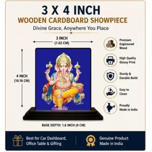 Car Dashboard Lord Ganesha Wooden Photo Stand 3x4 Inches, Compact & Stylish Spiritual Display For Car, Home & Office (Pack Of 1) (F48692) Car Dashboard Lord Ganesha Wooden Photo Stand 3x4 Inches, Compact & Stylish Spiritual Display For Car, Home & Office (Pack Of 1) (F48692)