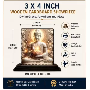Car Dashboard Gautama Buddha Wooden Photo Stand 3x4 Inches, Compact & Stylish Spiritual Display For Car, Home & Office (Pack Of 1) (F48695) Car Dashboard Gautama Buddha Wooden Photo Stand 3x4 Inches, Compact & Stylish Spiritual Display For Car, Home & Office (Pack Of 1) (F48695)
