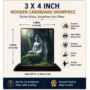 Car Dashboard Gautama Buddha Wooden Photo Stand 3x4 Inches, Compact & Stylish Spiritual Display For Car, Home & Office (Pack Of 1) (F48696) Car Dashboard Gautama Buddha Wooden Photo Stand 3x4 Inches, Compact & Stylish Spiritual Display For Car, Home & Office (Pack Of 1) (F48696)