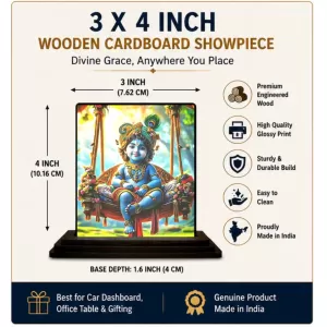 Car Dashboard Krishna Wooden Photo Stand 3x4 Inches, Compact & Stylish Spiritual Display For Car, Home & Office (Pack Of 1) (F48698) Car Dashboard Krishna Wooden Photo Stand 3x4 Inches, Compact & Stylish Spiritual Display For Car, Home & Office (Pack Of 1) (F48698)