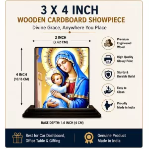 Car Dashboard Mary And Jesus Wooden Photo Stand 3x4 Inches, Compact & Stylish Spiritual Display For Car, Home & Office (Pack Of 1) (F48703) Car Dashboard Mary And Jesus Wooden Photo Stand 3x4 Inches, Compact & Stylish Spiritual Display For Car, Home & Office (Pack Of 1) (F48703)