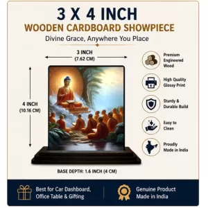 Car Dashboard Gautama Buddha Wooden Photo Stand 3x4 Inches, Compact & Stylish Spiritual Display For Car, Home & Office (Pack Of 1) (F48714) Car Dashboard Gautama Buddha Wooden Photo Stand 3x4 Inches, Compact & Stylish Spiritual Display For Car, Home & Office (Pack Of 1) (F48714)