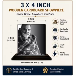 Car Dashboard Neem Karoli Baba Wooden Photo Stand 3x4 Inches, Compact & Stylish Spiritual Display For Car, Home & Office (Pack Of 1) (F48725) Car Dashboard Neem Karoli Baba Wooden Photo Stand 3x4 Inches, Compact & Stylish Spiritual Display For Car, Home & Office (Pack Of 1) (F48725)