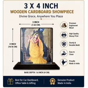 Car Dashboard Shree Radha Wooden Photo Stand 3x4 Inches, Compact & Stylish Spiritual Display For Car, Home & Office (Pack Of 1) (F48731) Car Dashboard Shree Radha Wooden Photo Stand 3x4 Inches, Compact & Stylish Spiritual Display For Car, Home & Office (Pack Of 1) (F48731)