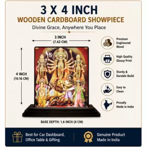 Car Dashboard Goddess Durga Wooden Photo Stand 3x4 Inches, Compact & Stylish Spiritual Display For Car, Home & Office (Pack Of 1) (F48732) Car Dashboard Goddess Durga Wooden Photo Stand 3x4 Inches, Compact & Stylish Spiritual Display For Car, Home & Office (Pack Of 1) (F48732)
