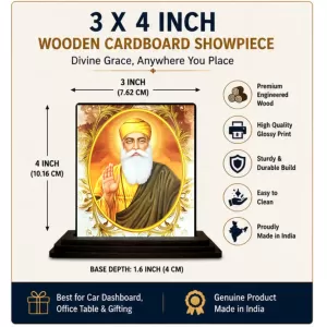 Car Dashboard Guru Nanak Wooden Photo Stand 3x4 Inches, Compact & Stylish Spiritual Display For Car, Home & Office (Pack Of 1) (F48756) Car Dashboard Guru Nanak Wooden Photo Stand 3x4 Inches, Compact & Stylish Spiritual Display For Car, Home & Office (Pack Of 1) (F48756)