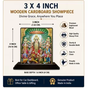 Car Dashboard Goddess Durga Wooden Photo Stand 3x4 Inches, Compact & Stylish Spiritual Display For Car, Home & Office (Pack Of 1) (F48759) Car Dashboard Goddess Durga Wooden Photo Stand 3x4 Inches, Compact & Stylish Spiritual Display For Car, Home & Office (Pack Of 1) (F48759)