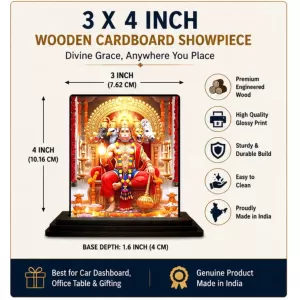 Car Dashboard Hanuman Wooden Photo Stand 3x4 Inches, Compact & Stylish Spiritual Display For Car, Home & Office (Pack Of 1) (F48766) Car Dashboard Hanuman Wooden Photo Stand 3x4 Inches, Compact & Stylish Spiritual Display For Car, Home & Office (Pack Of 1) (F48766)
