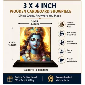 Car Dashboard Krishna Wooden Photo Stand 3x4 Inches, Compact & Stylish Spiritual Display For Car, Home & Office (Pack Of 1) (F48768) Car Dashboard Krishna Wooden Photo Stand 3x4 Inches, Compact & Stylish Spiritual Display For Car, Home & Office (Pack Of 1) (F48768)