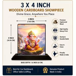 Car Dashboard Ganesha Wooden Photo Stand 3x4 Inches, Compact & Stylish Spiritual Display For Car, Home & Office (Pack Of 1) (F48769) Car Dashboard Ganesha Wooden Photo Stand 3x4 Inches, Compact & Stylish Spiritual Display For Car, Home & Office (Pack Of 1) (F48769)