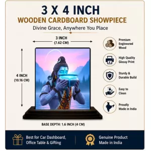 Car Dashboard Lord Shiva Wooden Photo Stand 3x4 Inches, Compact & Stylish Spiritual Display For Car, Home & Office (Pack Of 1) (F48778) Car Dashboard Lord Shiva Wooden Photo Stand 3x4 Inches, Compact & Stylish Spiritual Display For Car, Home & Office (Pack Of 1) (F48778)