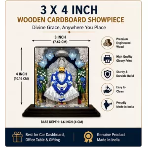 Car Dashboard Sai Baba Wooden Photo Stand 3x4 Inches, Compact & Stylish Spiritual Display For Car, Home & Office (Pack Of 1) (F48780) Car Dashboard Sai Baba Wooden Photo Stand 3x4 Inches, Compact & Stylish Spiritual Display For Car, Home & Office (Pack Of 1) (F48780)