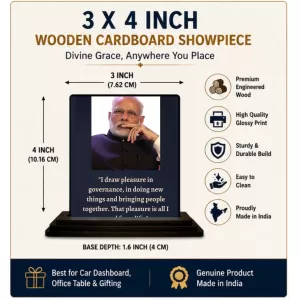 Car Dashboard Narendra Modi Wooden Photo Stand 3x4 Inches, Compact & Stylish Spiritual Display For Car, Home & Office (Pack Of 1) (F48793) Car Dashboard Narendra Modi Wooden Photo Stand 3x4 Inches, Compact & Stylish Spiritual Display For Car, Home & Office (Pack Of 1) (F48793)