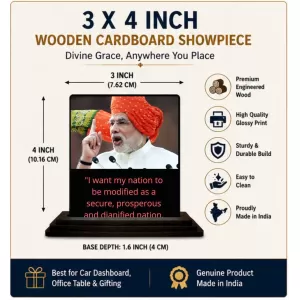Car Dashboard Narendra Modi Wooden Photo Stand 3x4 Inches, Compact & Stylish Spiritual Display For Car, Home & Office (Pack Of 1) (F48798) Car Dashboard Narendra Modi Wooden Photo Stand 3x4 Inches, Compact & Stylish Spiritual Display For Car, Home & Office (Pack Of 1) (F48798)