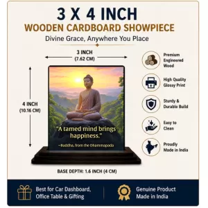 Car Dashboard Gautama Buddha Wooden Photo Stand 3x4 Inches, Compact & Stylish Spiritual Display For Car, Home & Office (Pack Of 1) (F48800) Car Dashboard Gautama Buddha Wooden Photo Stand 3x4 Inches, Compact & Stylish Spiritual Display For Car, Home & Office (Pack Of 1) (F48800)