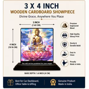 Car Dashboard Gautama Buddha Wooden Photo Stand 3x4 Inches, Compact & Stylish Spiritual Display For Car, Home & Office (Pack Of 1) (F48802) Car Dashboard Gautama Buddha Wooden Photo Stand 3x4 Inches, Compact & Stylish Spiritual Display For Car, Home & Office (Pack Of 1) (F48802)