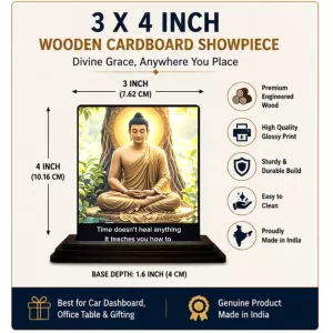 Car Dashboard Gautama Buddha Wooden Photo Stand 3x4 Inches, Compact & Stylish Spiritual Display For Car, Home & Office (Pack Of 1) (F48803) Car Dashboard Gautama Buddha Wooden Photo Stand 3x4 Inches, Compact & Stylish Spiritual Display For Car, Home & Office (Pack Of 1) (F48803)