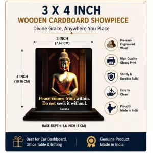Car Dashboard Gautama Buddha Wooden Photo Stand 3x4 Inches, Compact & Stylish Spiritual Display For Car, Home & Office (Pack Of 1) (F48815) Car Dashboard Gautama Buddha Wooden Photo Stand 3x4 Inches, Compact & Stylish Spiritual Display For Car, Home & Office (Pack Of 1) (F48815)
