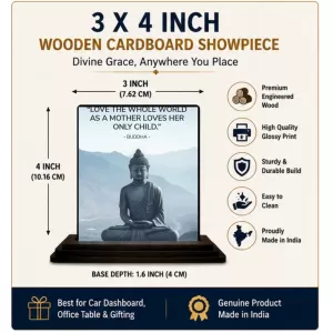 Car Dashboard Gautama Buddha Wooden Photo Stand 3x4 Inches, Compact & Stylish Spiritual Display For Car, Home & Office (Pack Of 1) (F48819) Car Dashboard Gautama Buddha Wooden Photo Stand 3x4 Inches, Compact & Stylish Spiritual Display For Car, Home & Office (Pack Of 1) (F48819)